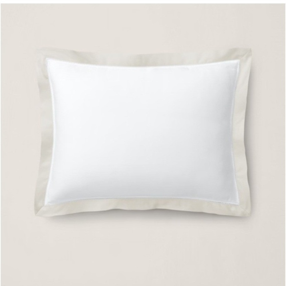 Ralph Lauren Organic Cotton Sateen Border Pillow Sham Parchment Euro